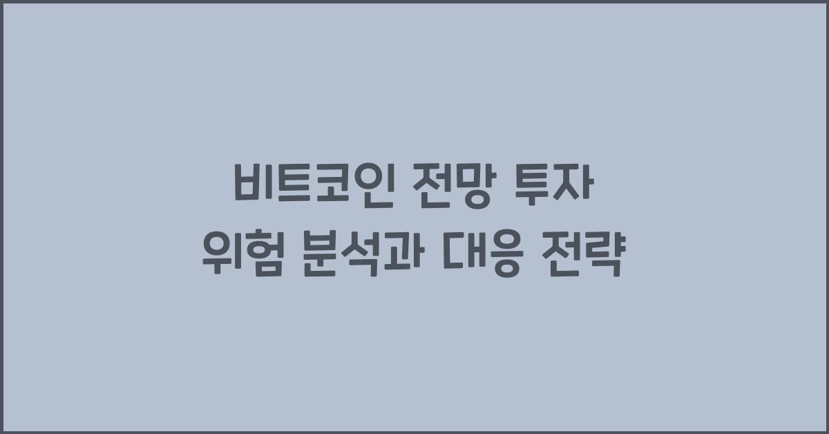 비트코인 전망 투자 위험