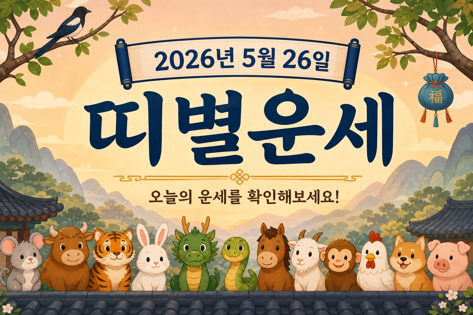 2026년 5월 26일 띠별운세 무료 보기 만세력 2D 이미지