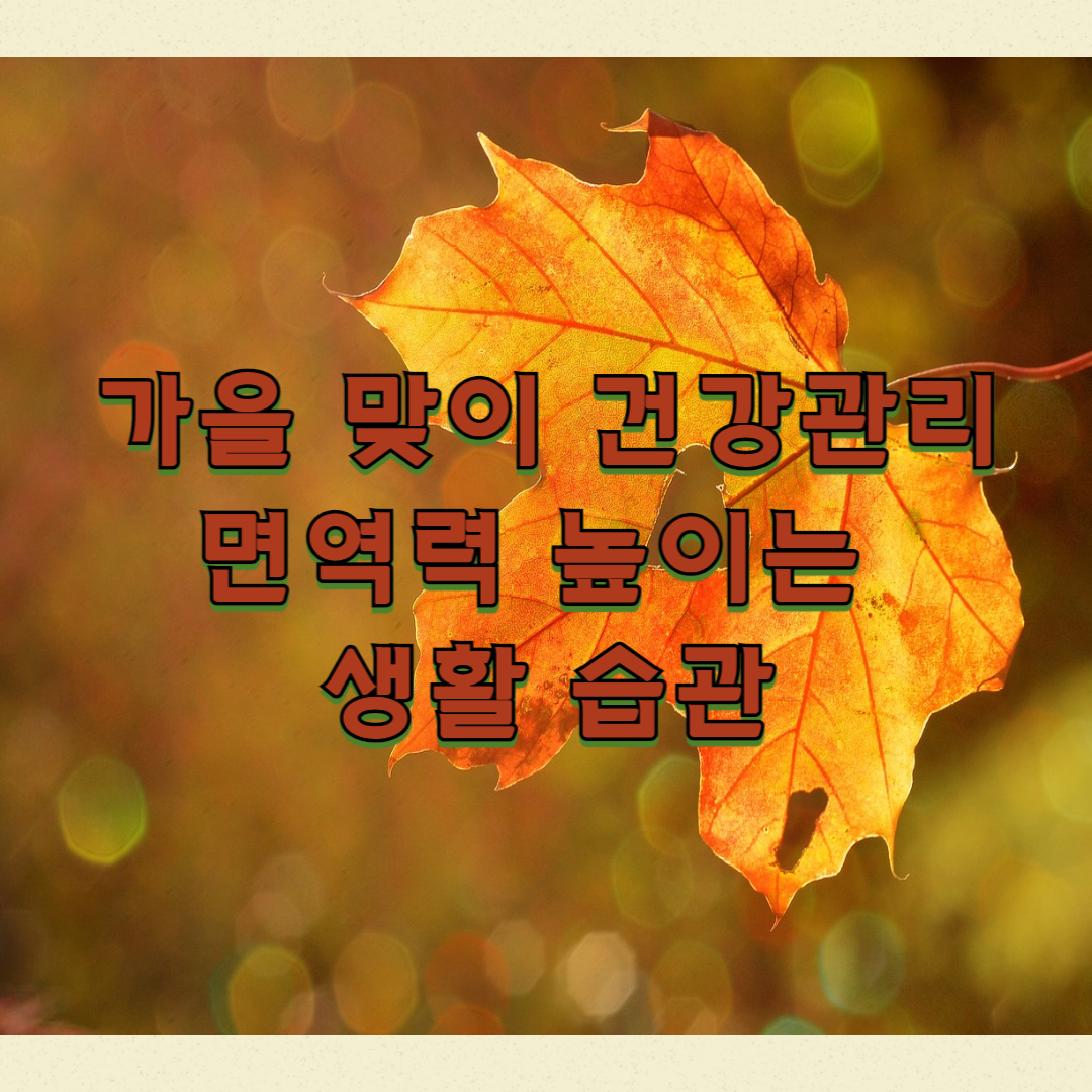 가을 맞이 건강관리: 면역력 높이는 생활 습관