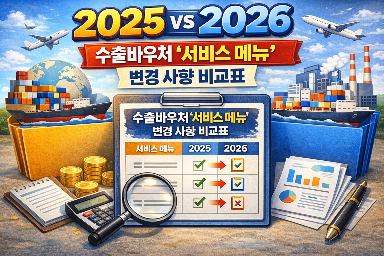 2025 vs 2026 수출바우처 서비스 메뉴 변경사항 비교표