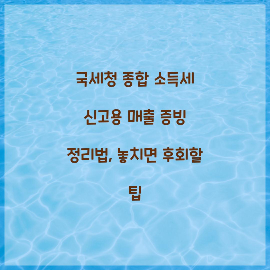 국세청 종합 소득세 신고용 매출 증빙 정리법