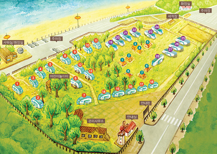 경주 오류캠핑장 배치도