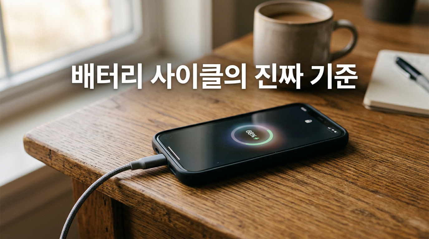 배터리 사이클 뜻을 보여주는 충전 중인 스마트폰 사진