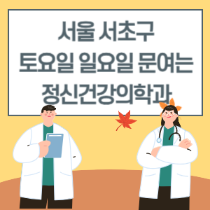서울 서초구 토요일 일요일 정신건강의학과 진료 병원 리스트