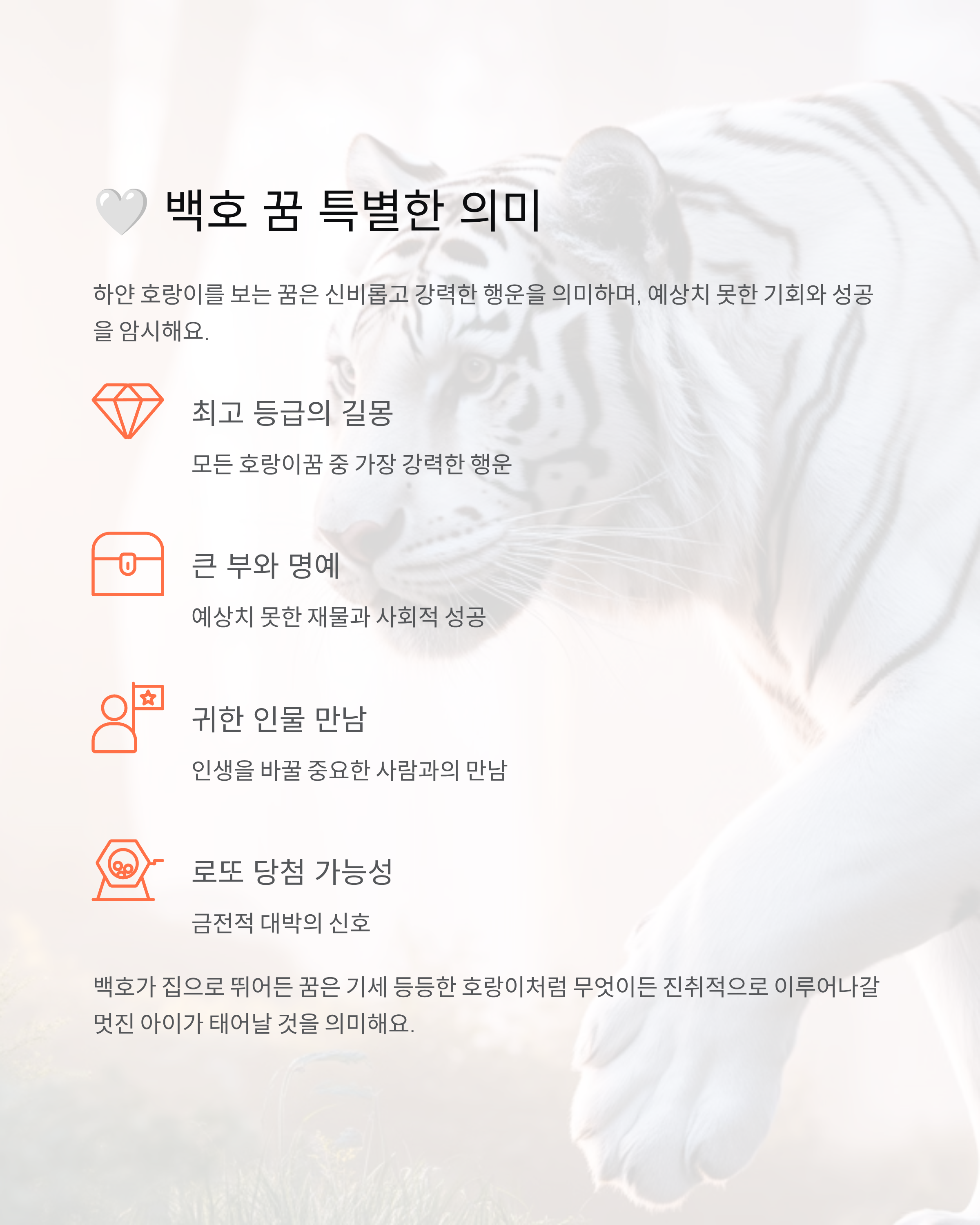 호랑이꿈 해몽 완벽 정리 - 태몽? 로또? 대박 징조 총정리!