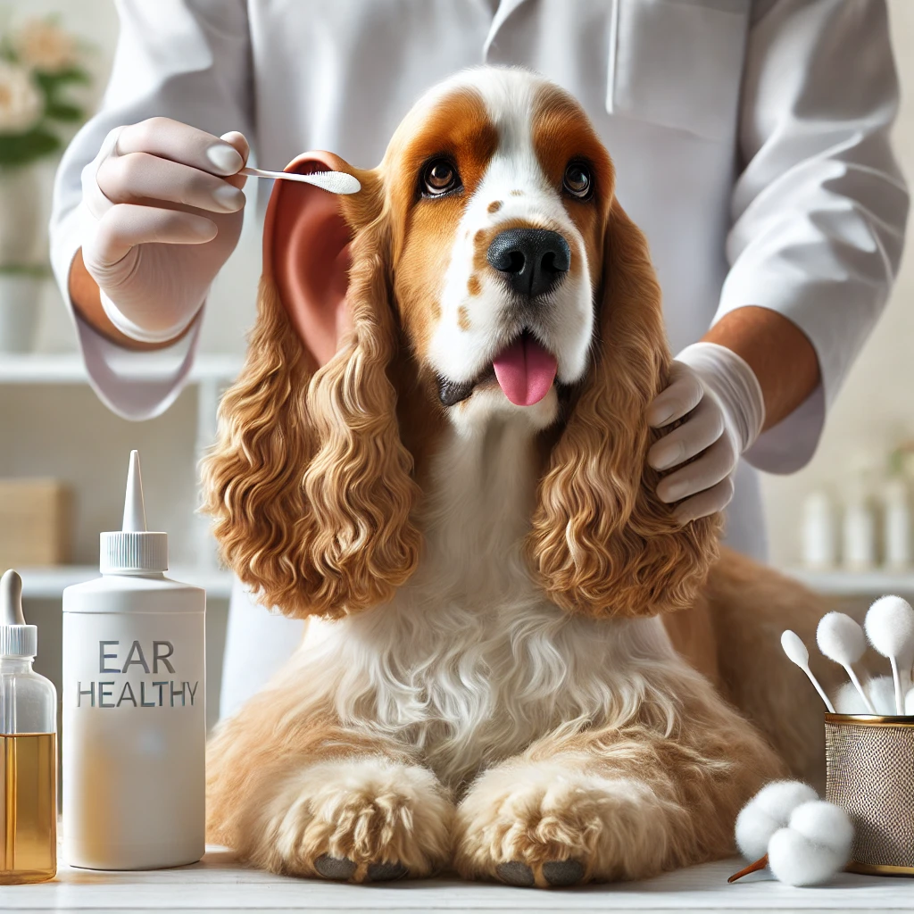 아메리칸-코커-스파니엘-귀-건강-관리-중인-모습