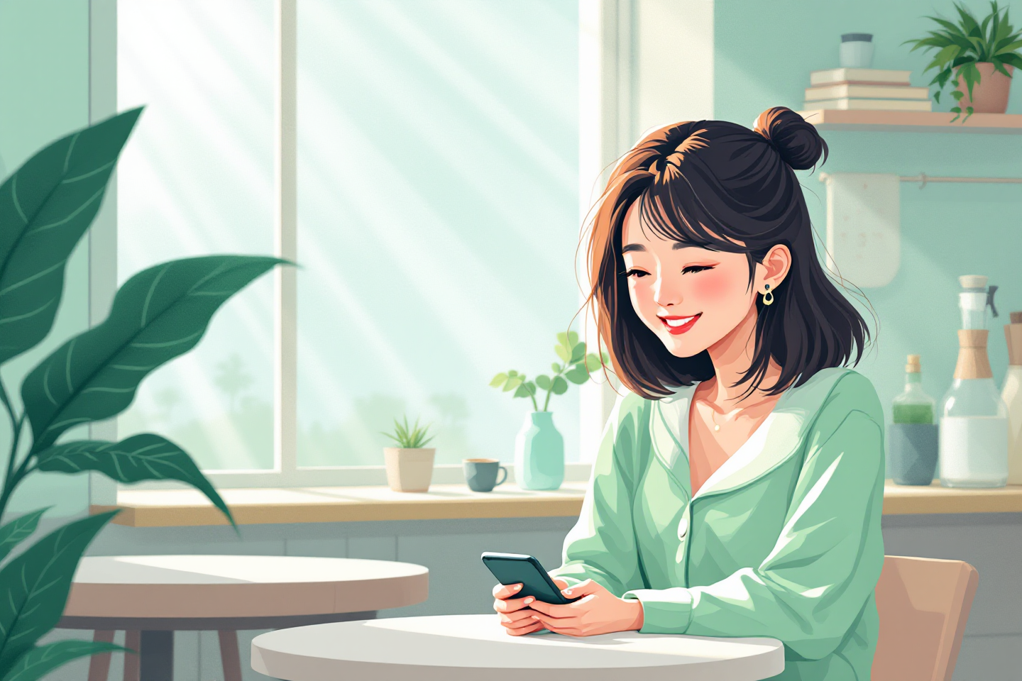 통합서비스로 만족하는 여성