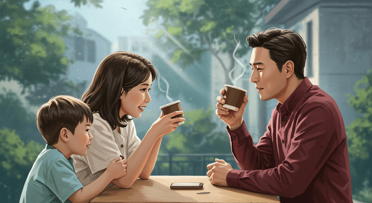 소비쿠폰으로 커피먹는 가족