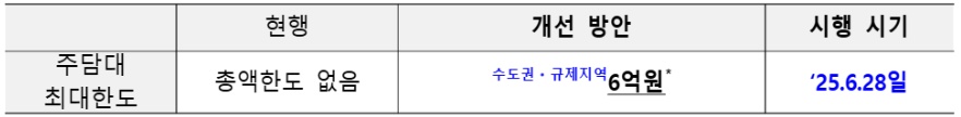 수도권 주담대 6억원 초과제한