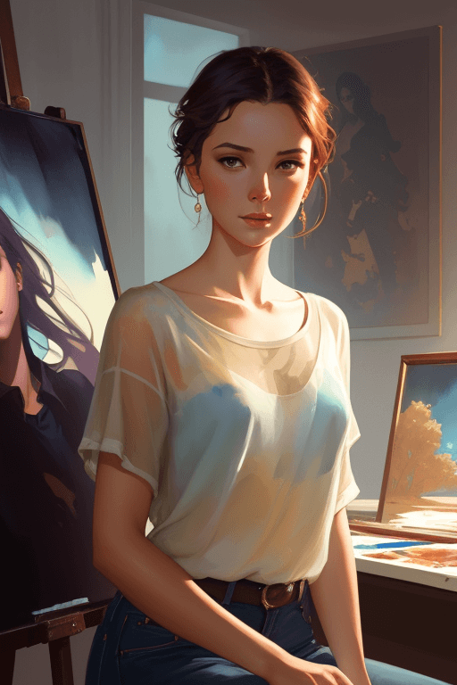 Playground AI로 생성한 그림(3) - 그림 그리는 여성