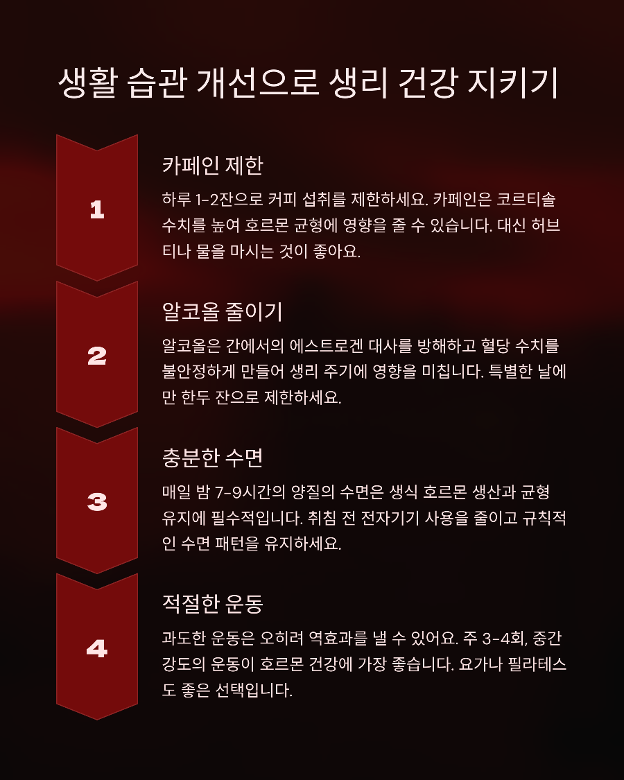 생리 늦어질 때 점검해봐야 할 생활습관 TOP 10과 개선 방법