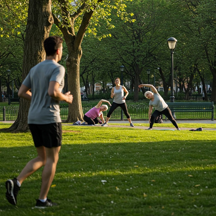 낮에 운동하는 사람들