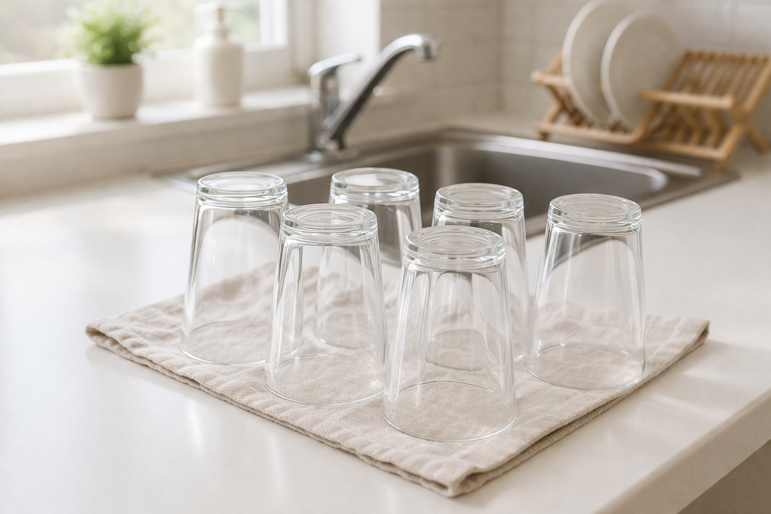 유리컵 물얼룩이 남는 이유와 관리 방법을 설명하는 깨끗한 유리컵 이미지