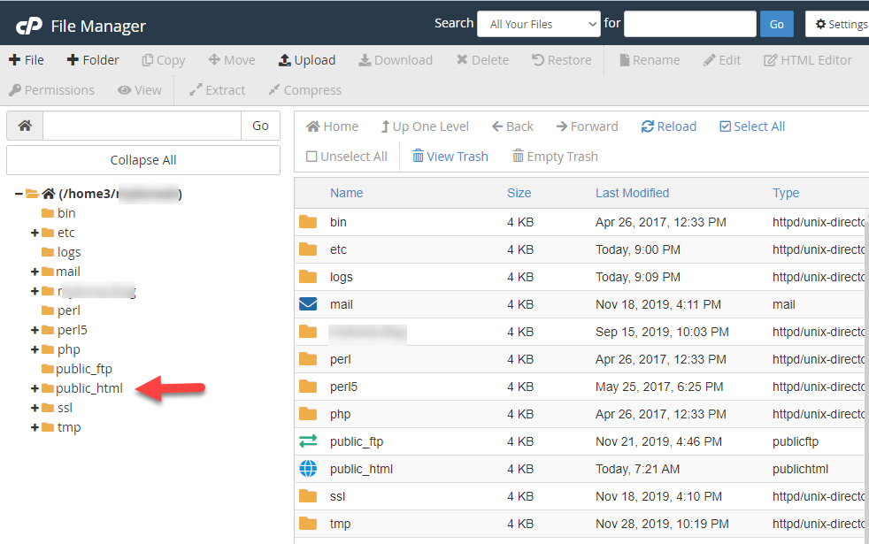 블루호스트에서 파일 관리자 (File Manager) 사용 방법