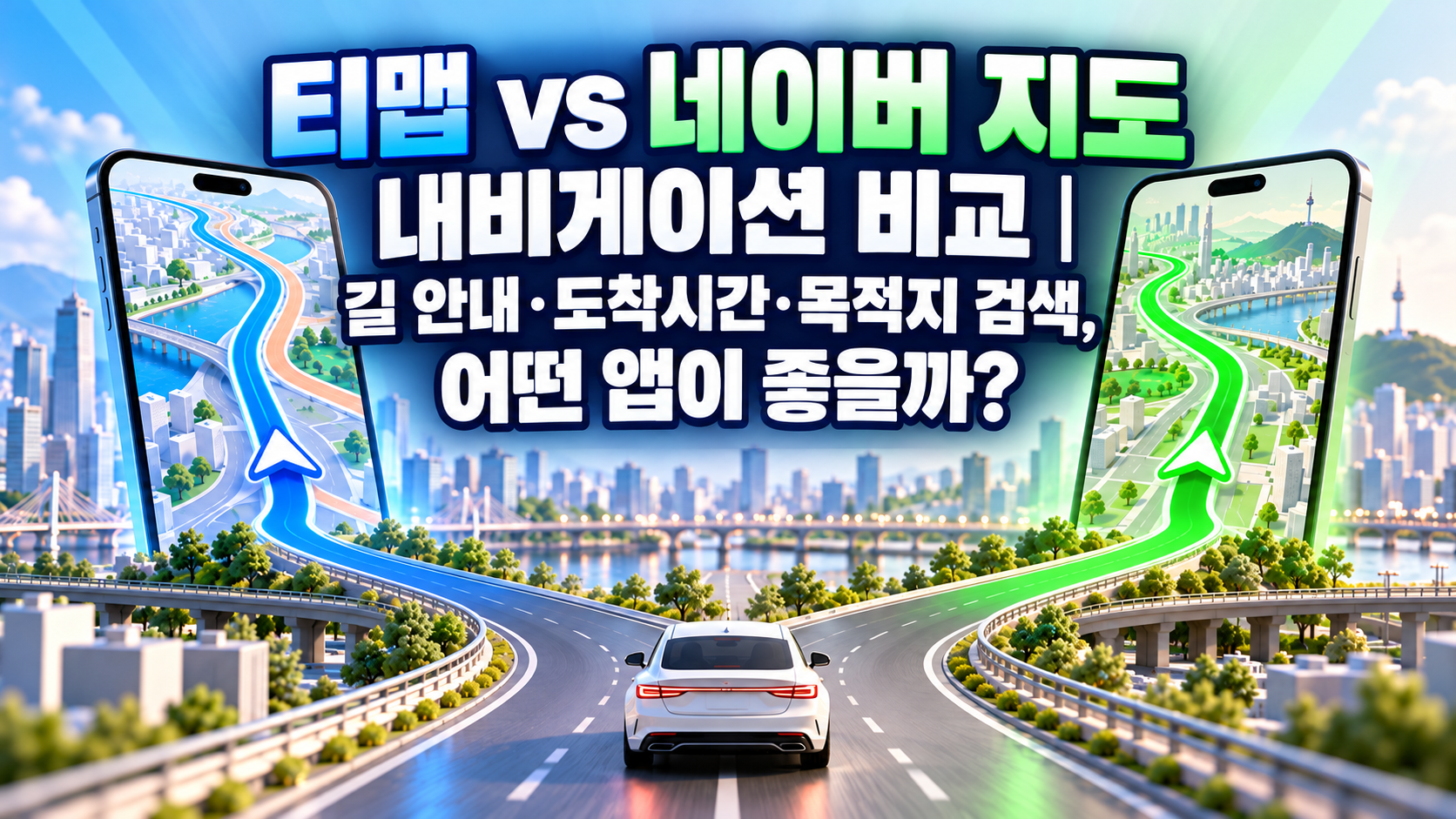 티맵 vs 네이버 지도 내비게이션 비교|길 안내·도착시간·목적지 검색, 어떤 앱이 좋을까? 관련 사진