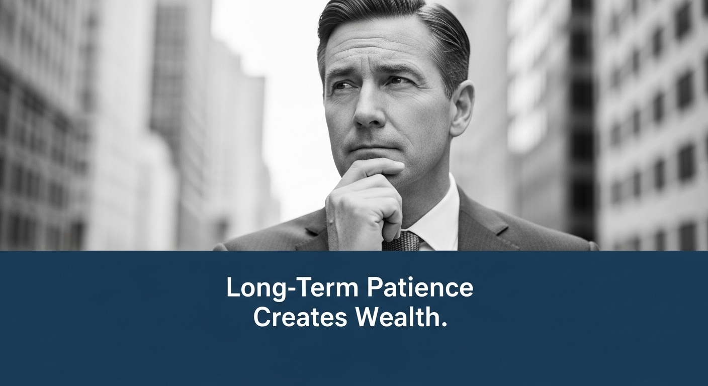 '장기적인 인내심이 부를 만든다'는 문구가 새겨진 이미지