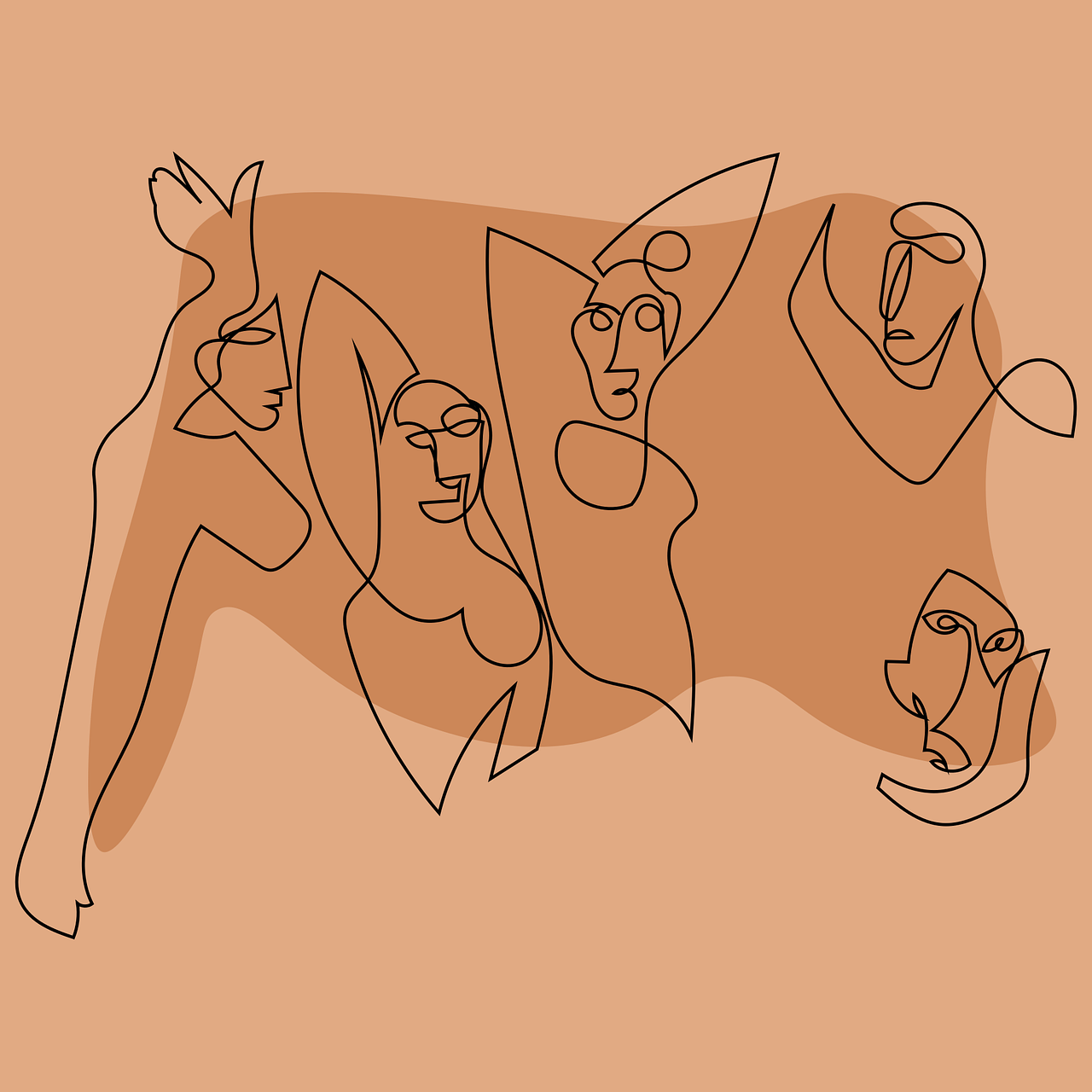 표현주의 그림-피카소 '비뇽의 여인' 선화