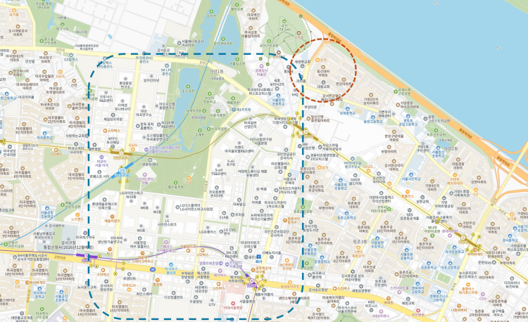 마곡지구와 동신·대아 아파트