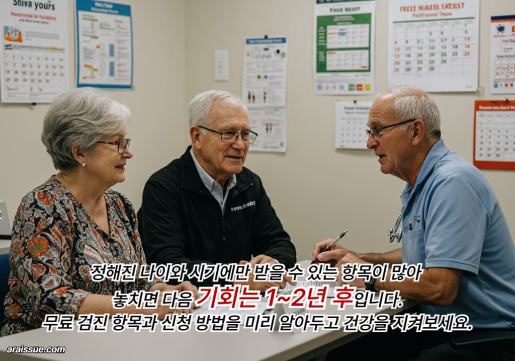 정해진 나이와 시기에만 받을 수 있는 항목이 많아 놓치면 다음 기회는 1~2년 후입니다. 무료 검진 항목과 신청 방법을 미리 알아두고 건강을 지켜보세요