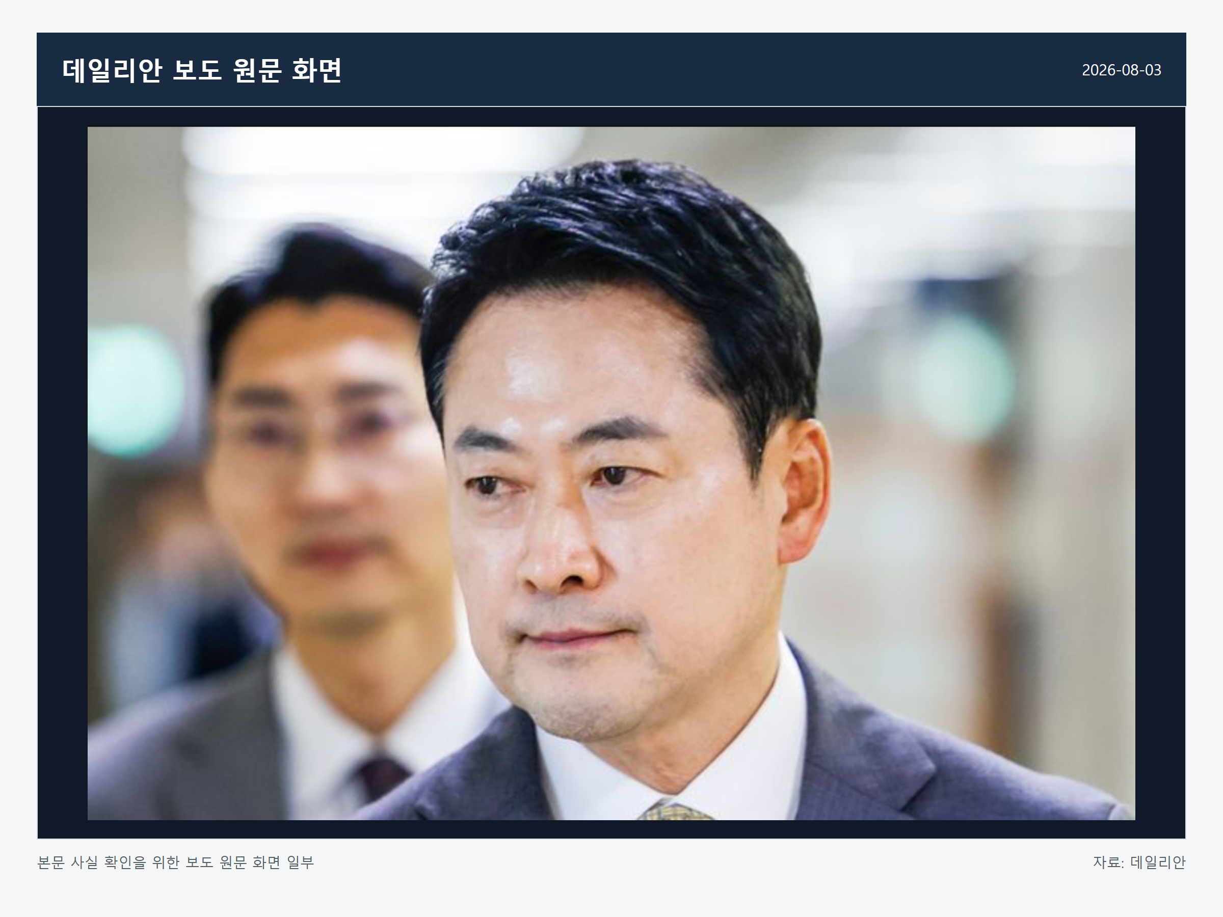 장동혁 방미 비용 관련 데일리안 보도 원문 화면