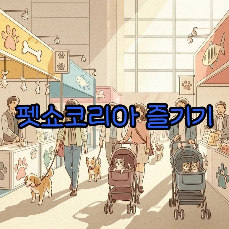 반려동물과 함께 활기찬 박람회를 즐기는 모습