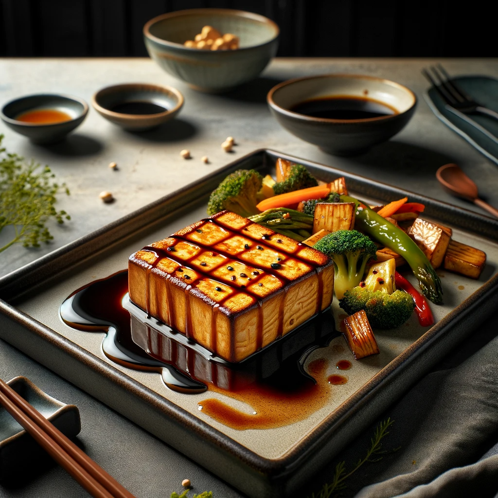 홍화씨 간장 드레싱 두부 스테이크