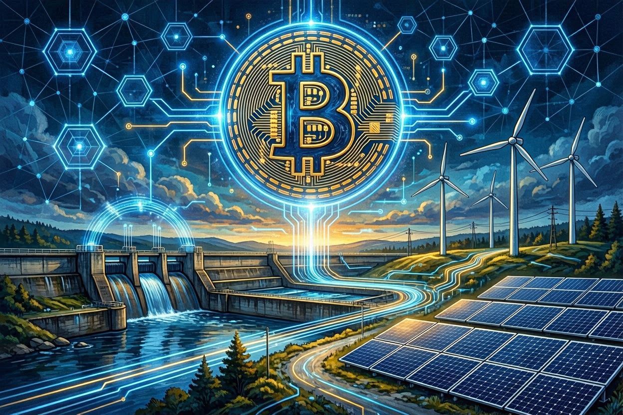Concept of energy and Bitcoin connection as a strategic asset.