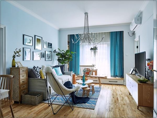파란색으로-꾸민-거실