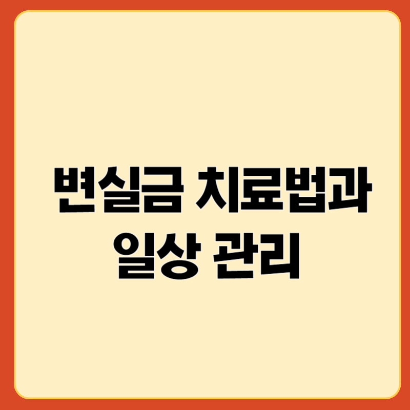 변실금 치료법과 일상 관리에 대한 블로그
