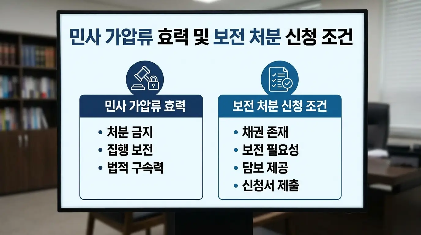 민사 가압류 효력 및 보전 처분 신청 조건