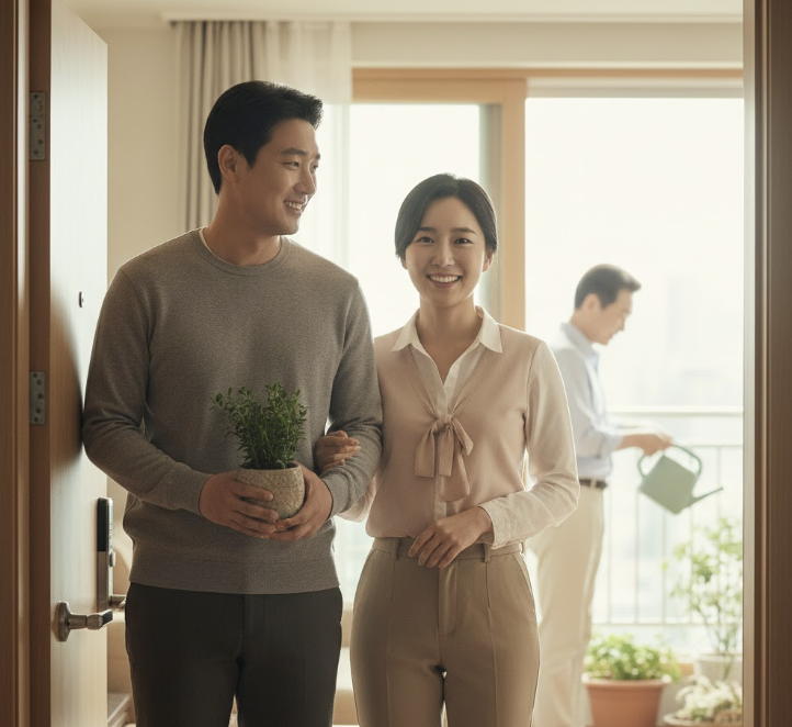 여자친구 아버님이 좋아하시는 화초를 선물로 사온 예비남편의 모습