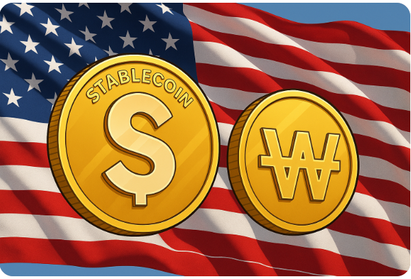 미국 달러와 한국 원화 코인 상징 이미지