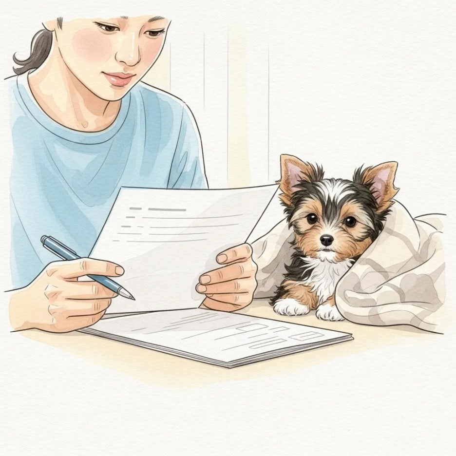 비바테리어 분양 서류를 꼼꼼히 확인하는 모습