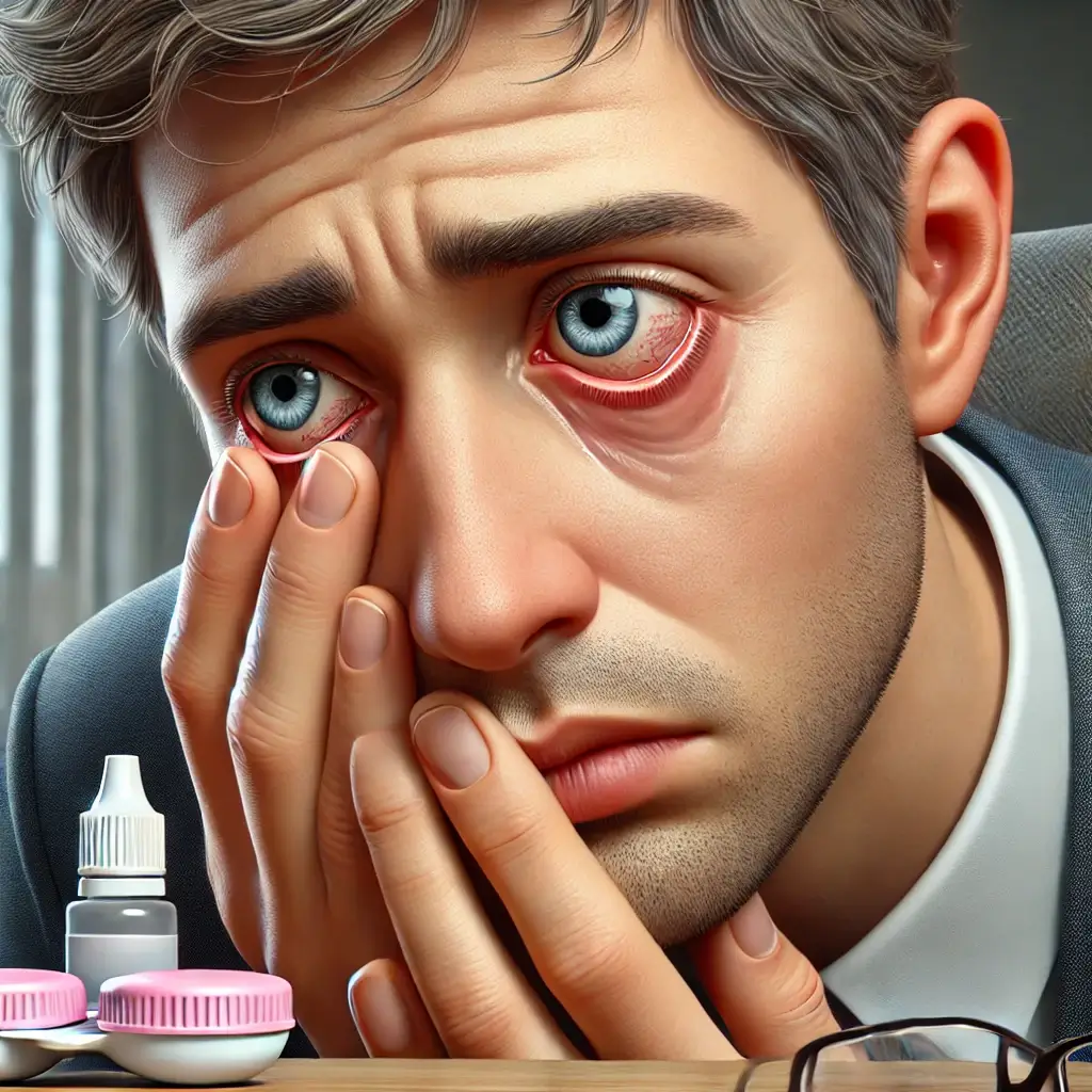 렌즈를-오래착용하여-눈이-건조해진-모습