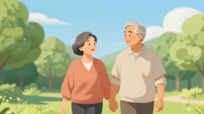 심혈관 건강과 항노화를 상징하는 깨끗한 혈관과 활기찬 노년의 일러스트