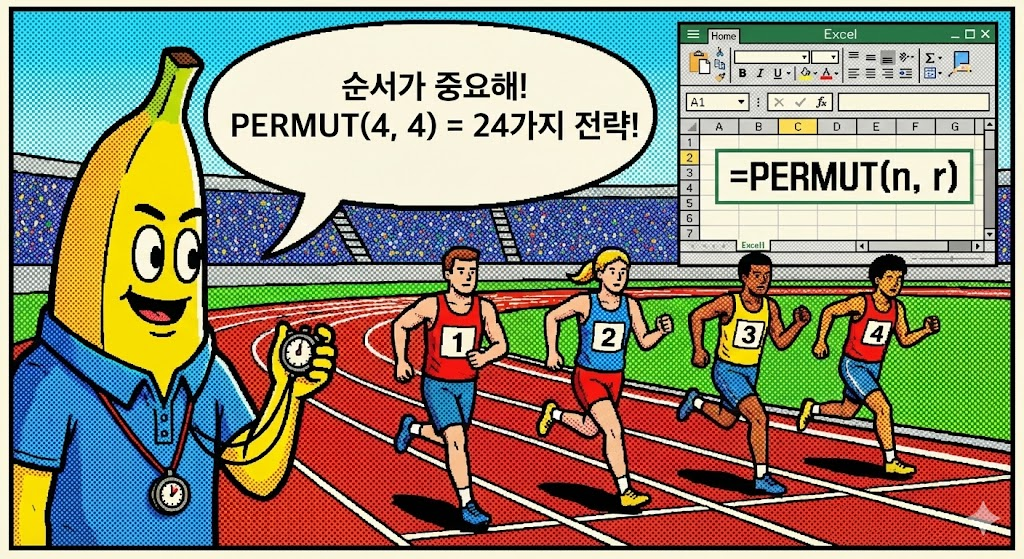 PERMUT: 순열 계산, 줄 세우기 경우의 수 구하기