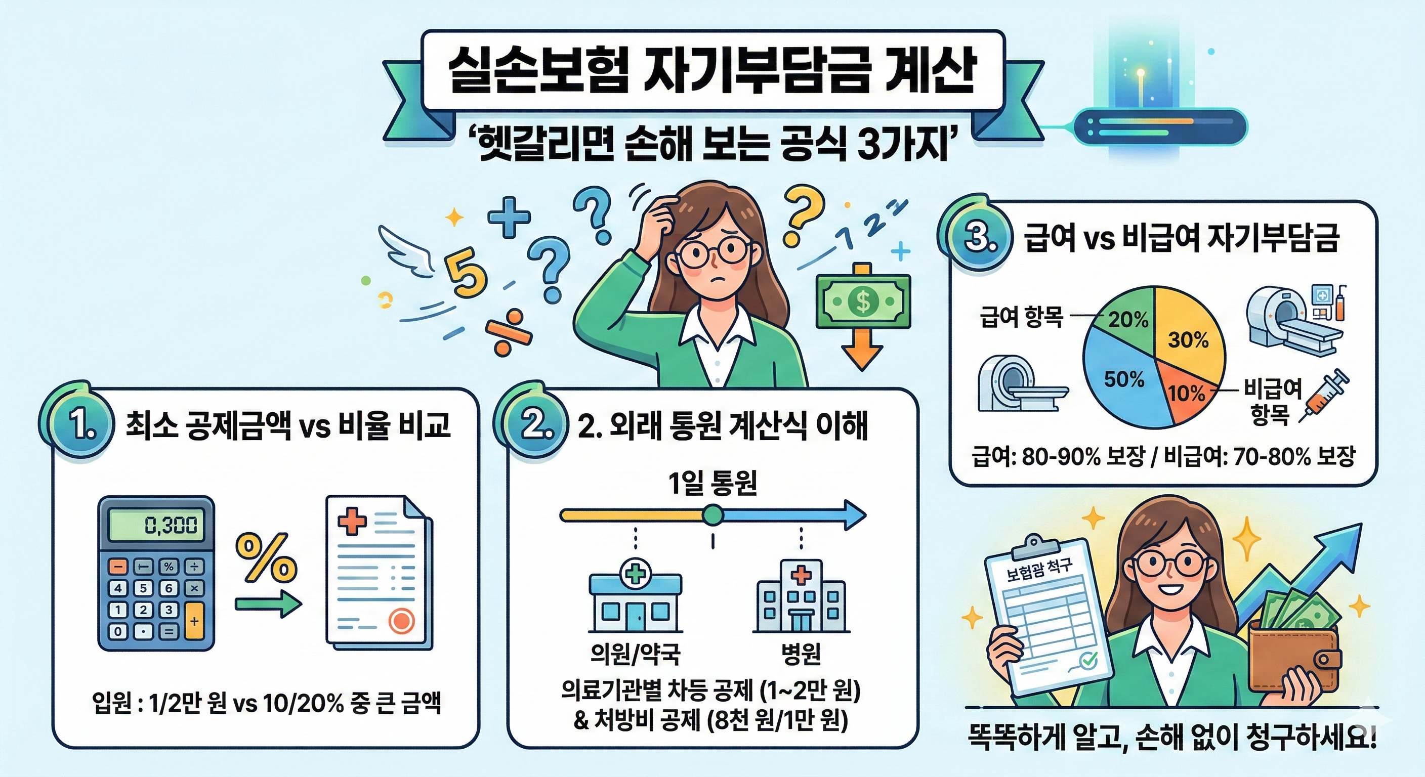 실손보험 자기부담금 계산, 헷갈리면 손해 보는 공식 3가지