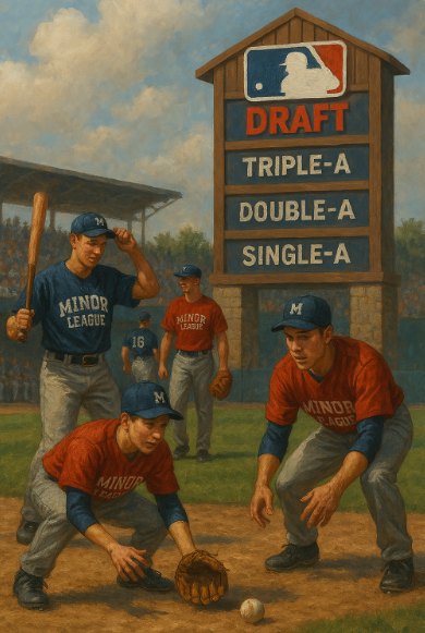 마이너리그 유니폼을 입은 선수들의 모습