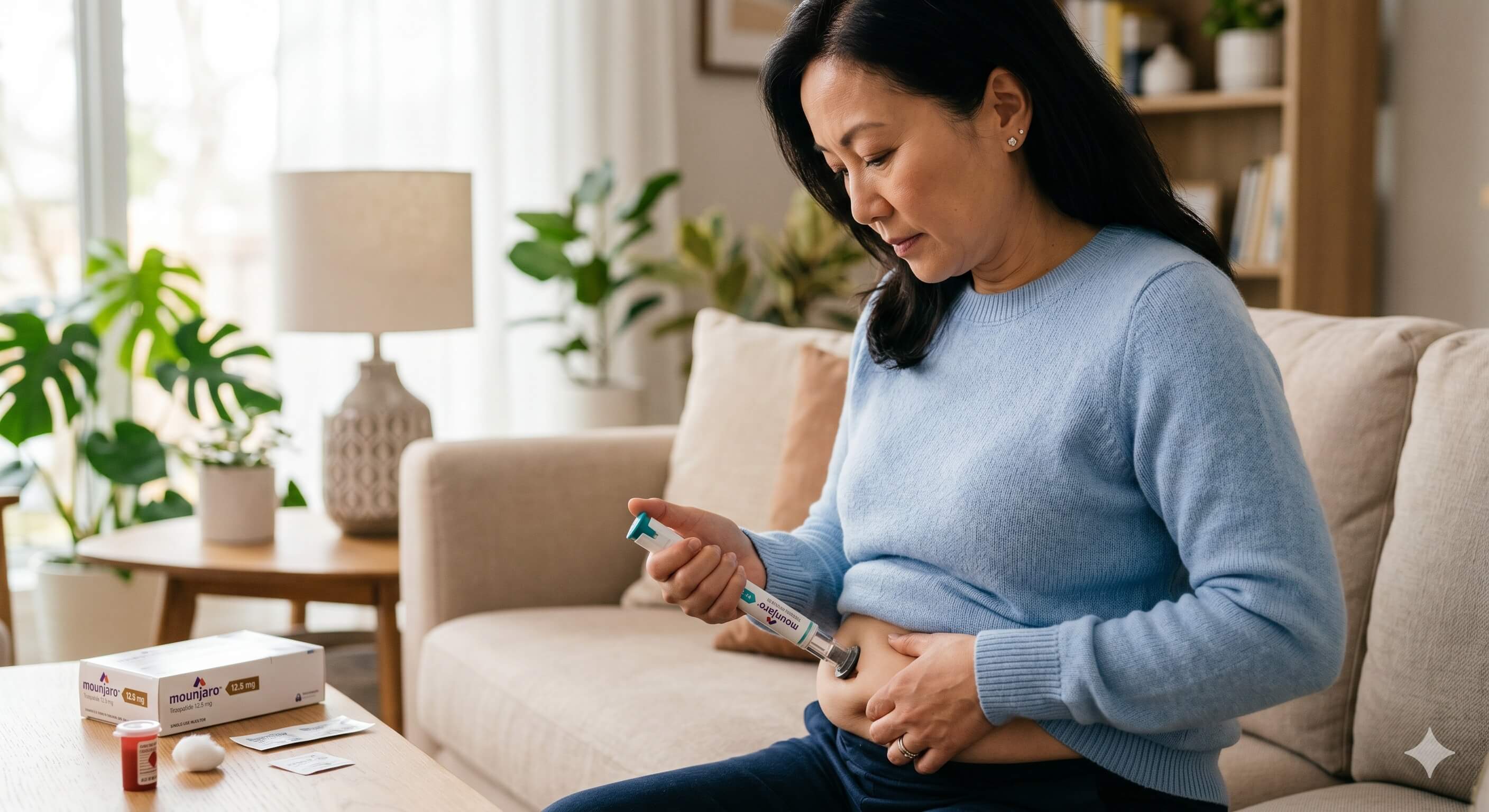 마운자로 주사 하는 장면