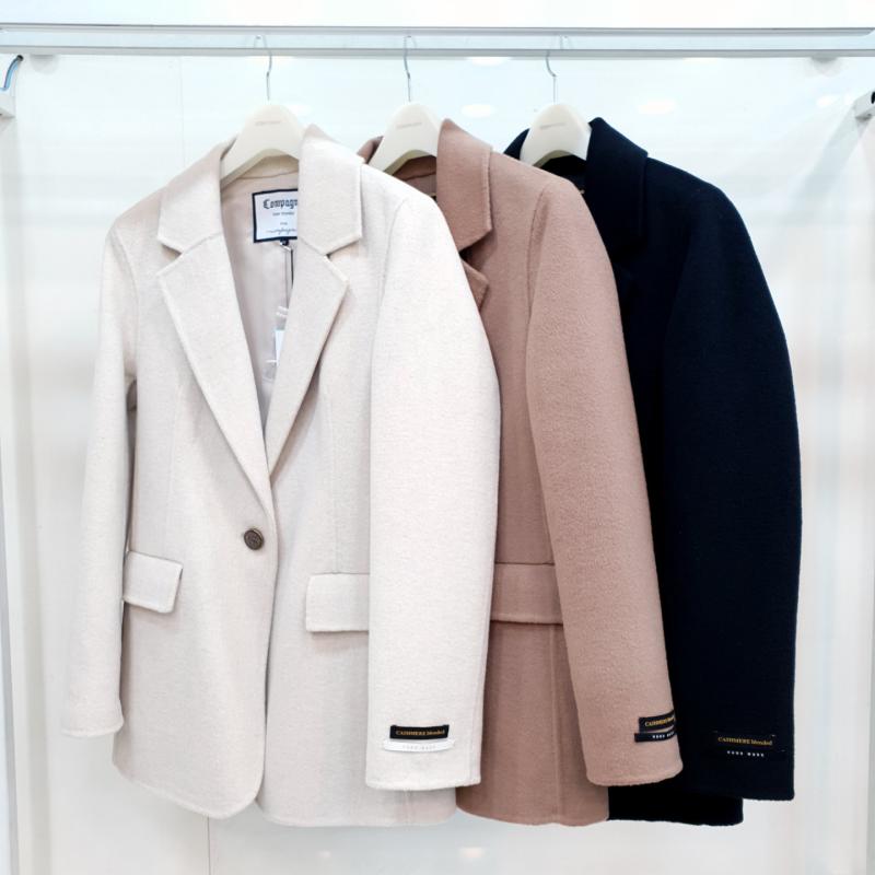 꼼빠니아 겨울 기본핏 핸드메이드 캐시미어 라인핏 싱글버튼 세미정장 자켓