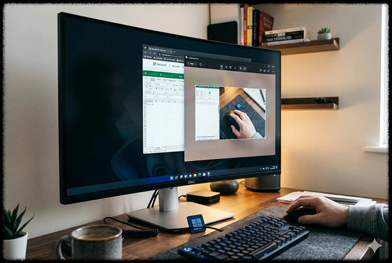 Windows 캡처 도구를 실행하여 화면을 캡처하는 모습