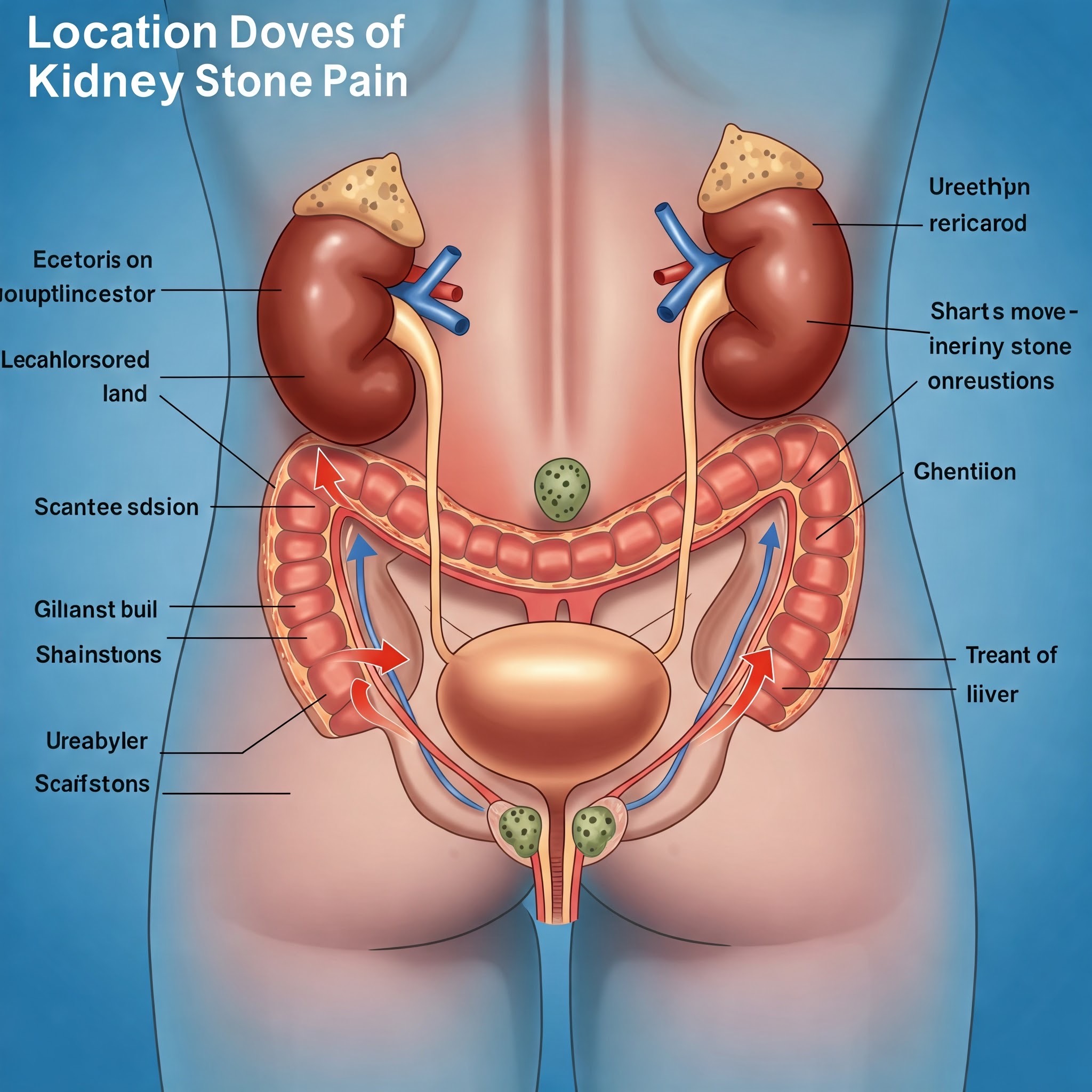 kidney stone pain diagram 신장결석 그림