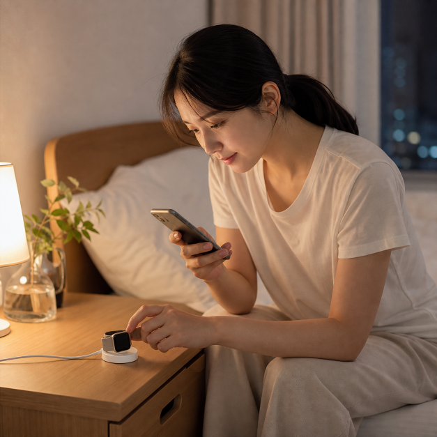 애플워치 상황을 확인하는 한국인 실사 이미지 2