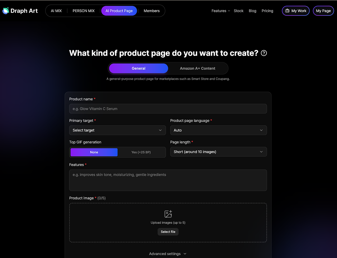 Draph Art product detail page screen