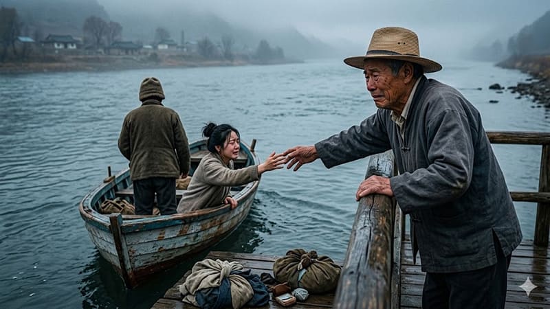 <img src="sad-separation-scene.jpg" alt="강가에서 떠나가는 배를 바라보는 사람들의 실루엣">