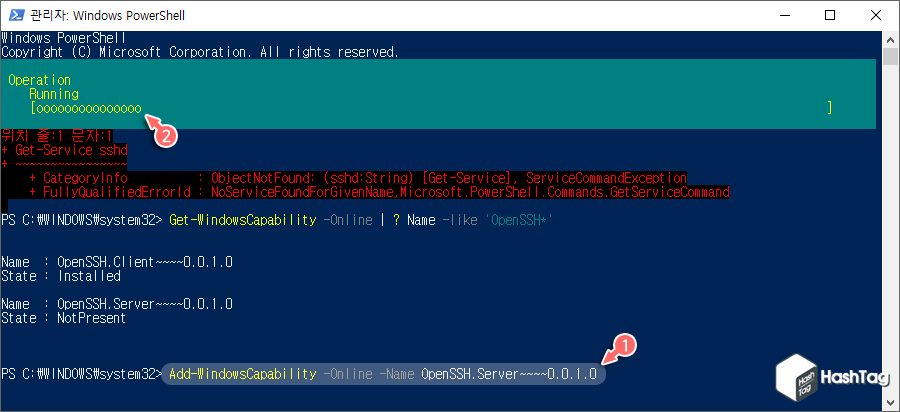 OpenSSH 서버 CMD 설치