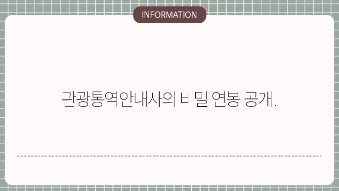 관광통역안내사 연봉 월급 취업