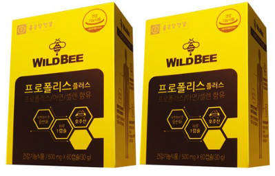종근당건강 와일드비 프로폴리스 플러스&#44; 60캡슐&#44; 2개