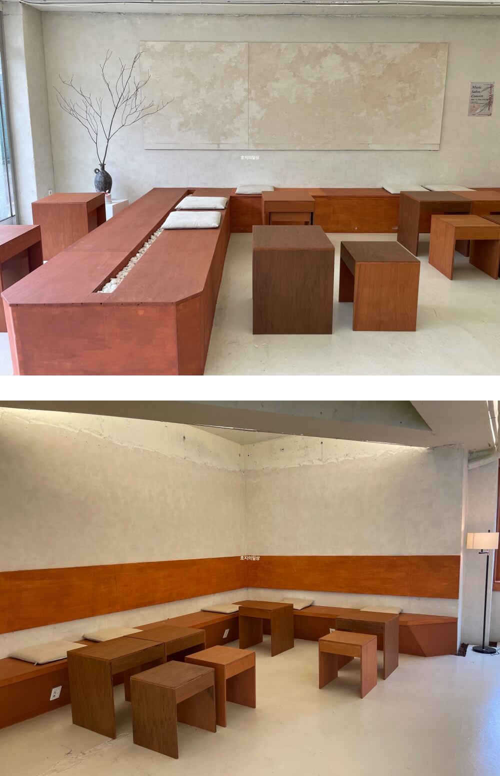 수원 오목천동 골목 카페 오아시스 - 매장 우드 좌석