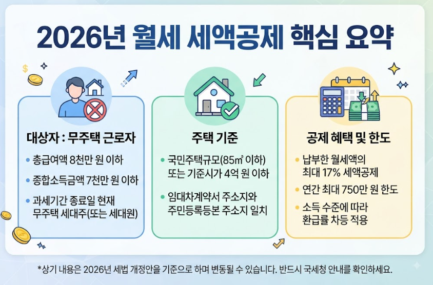 월세 세액공제 확대 조건 한도